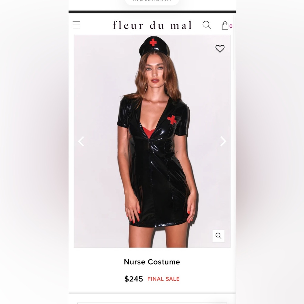 Fleur du Mal Shiny Black Vinyl Outfit with Red Detail